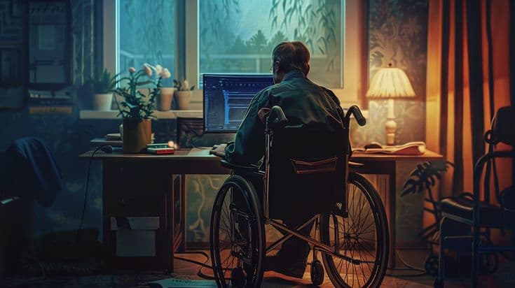 Person using ADA compliance tools at desk